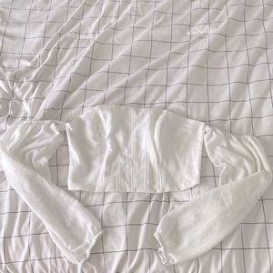Wilde Fable, from Target, white, ribbed, open shoulders, Small, cropped